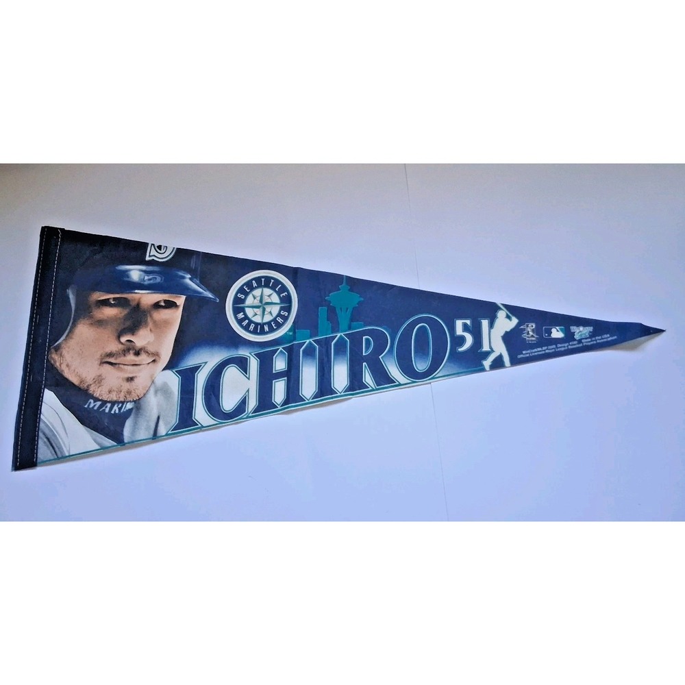 Vintage Ichiro Suzuki Big Face Seattle Mariners Pennant 2005 Win craft 12 X 30